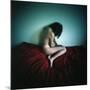 A Young Woman Sat on a Red Bed Sheet-Rafal Bednarz-Mounted Photographic Print