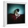 A Young Woman Sat on a Red Bed Sheet-Rafal Bednarz-Framed Photographic Print