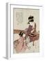 A Young Woman Seated at a Desk Writing, a Girl with a Book Looks On-Kitagawa Utamaro-Framed Giclee Print
