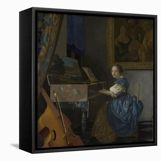 A Young Woman Seated at a Virginal, C. 1670-Johannes Vermeer-Framed Stretched Canvas