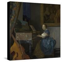 A Young Woman Seated at a Virginal, C. 1670-Johannes Vermeer-Stretched Canvas