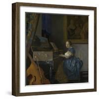 A Young Woman Seated at a Virginal, C. 1670-Johannes Vermeer-Framed Giclee Print