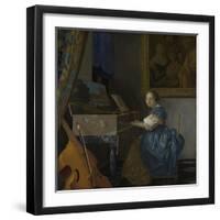 A Young Woman Seated at a Virginal, C. 1670-Johannes Vermeer-Framed Giclee Print