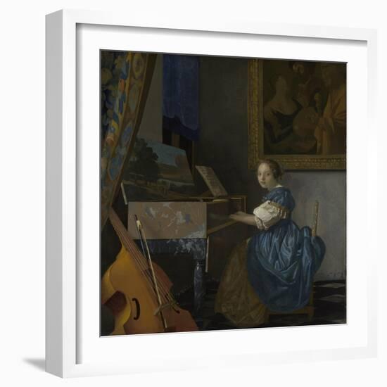 A Young Woman Seated at a Virginal, C. 1670-Johannes Vermeer-Framed Giclee Print