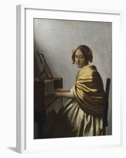 A Young Woman Seated at a Virginal, C. 1670-Johannes Vermeer-Framed Giclee Print