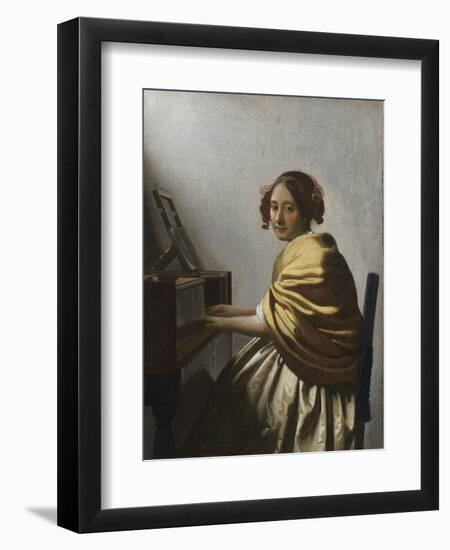 A Young Woman Seated at a Virginal, C. 1670-Johannes Vermeer-Framed Giclee Print