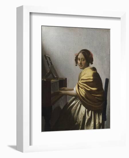 A Young Woman Seated at a Virginal, C. 1670-Johannes Vermeer-Framed Giclee Print