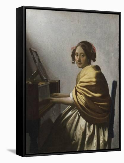 A Young Woman Seated at a Virginal, C. 1670-Johannes Vermeer-Framed Stretched Canvas