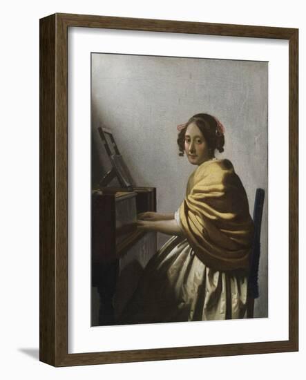 A Young Woman Seated at a Virginal, C. 1670-Johannes Vermeer-Framed Giclee Print