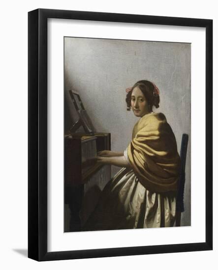 A Young Woman Seated at a Virginal, C. 1670-Johannes Vermeer-Framed Giclee Print