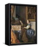 A Young Woman Seated at a Virginal-Johannes Vermeer-Framed Stretched Canvas