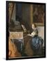 A Young Woman Seated at a Virginal-Johannes Vermeer-Framed Art Print