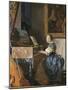 A Young Woman Seated at a Virginal-Johannes Vermeer-Mounted Art Print