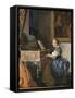 A Young Woman Seated at a Virginal-Johannes Vermeer-Framed Stretched Canvas