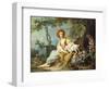 A Young Woman Seated with a Dog and a Watering Can in a Garden-Jean-Honoré Fragonard-Framed Giclee Print