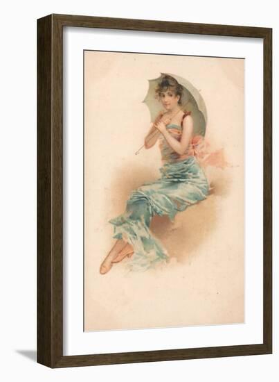 A Young Woman Sheltering Beneath a Parasol-null-Framed Giclee Print