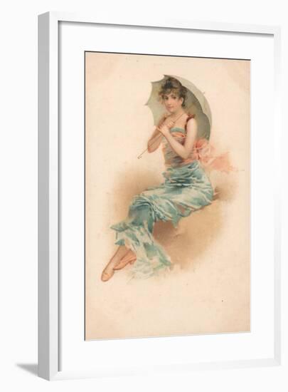 A Young Woman Sheltering Beneath a Parasol-null-Framed Giclee Print