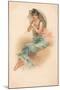 A Young Woman Sheltering Beneath a Parasol-null-Mounted Giclee Print