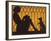 A Young Woman Sits with Her Dog, Reading a Book-null-Framed Photographic Print