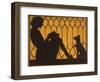 A Young Woman Sits with Her Dog, Reading a Book-null-Framed Photographic Print