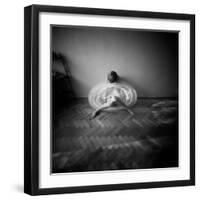 A Young Woman Sitting on a Pargued Floor-Rafal Bednarz-Framed Photographic Print