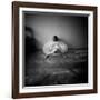 A Young Woman Sitting on a Pargued Floor-Rafal Bednarz-Framed Photographic Print