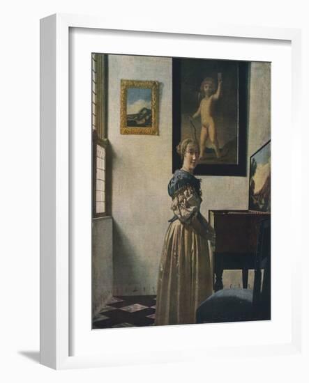 'A Young Woman Standing at a Virginal', about 1670-1672-Jan Vermeer-Framed Giclee Print