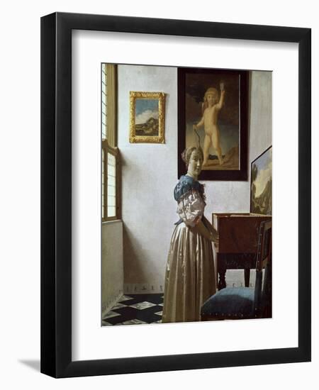 A Young Woman Standing at a Virginal. C.1670-Johannes Vermeer-Framed Giclee Print