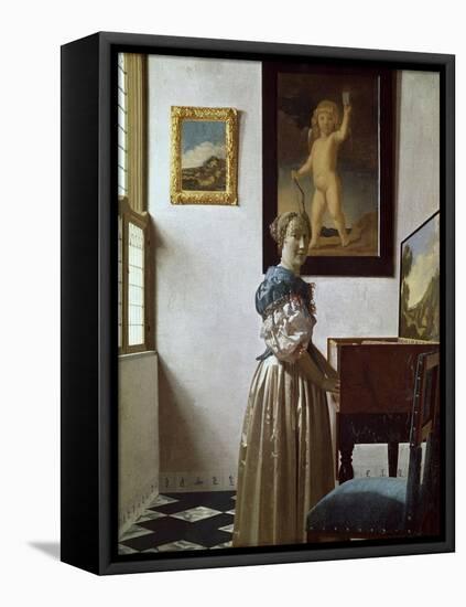 A Young Woman Standing at a Virginal. C.1670-Johannes Vermeer-Framed Stretched Canvas