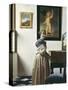 A Young Woman Standing at a Virginal-Johannes Vermeer-Stretched Canvas