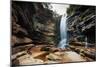 A Young Woman Stretches under Cachoeira Mosquito in Chapada Diamantina National Park-Alex Saberi-Mounted Photographic Print