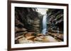 A Young Woman Stretches under Cachoeira Mosquito in Chapada Diamantina National Park-Alex Saberi-Framed Photographic Print