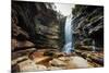 A Young Woman Stretches under Cachoeira Mosquito in Chapada Diamantina National Park-Alex Saberi-Mounted Photographic Print