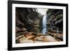 A Young Woman Stretches under Cachoeira Mosquito in Chapada Diamantina National Park-Alex Saberi-Framed Photographic Print