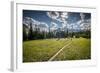 A Young Woman Trail Running in Glacier National Park, Montana-Steven Gnam-Framed Photographic Print