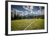 A Young Woman Trail Running in Glacier National Park, Montana-Steven Gnam-Framed Photographic Print