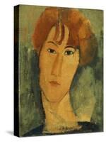 A Young Woman with a Reddish Brown Collar (Jeune Femme Rousse a La Collerette), Ca. 1917-Amadeo Modigliani-Stretched Canvas