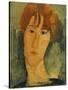 A young Woman with a Reddish Brown Collar-Amedeo Modigliani-Stretched Canvas