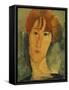 A young Woman with a Reddish Brown Collar-Amedeo Modigliani-Framed Stretched Canvas