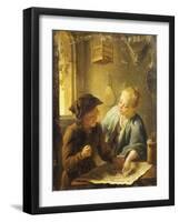 A Youth and a Young Woman Playing the Jeu de l'Oie in an Interior, 1743-Louis De Moni-Framed Giclee Print