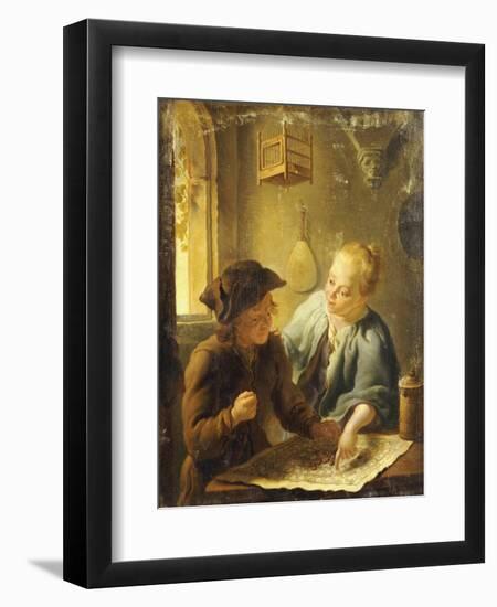 A Youth and a Young Woman Playing the Jeu de l'Oie in an Interior, 1743-Louis De Moni-Framed Giclee Print