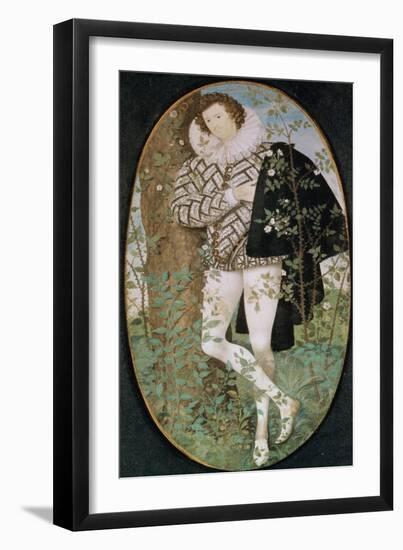 A Youth Leaning Against a Tree Among Roses-Nicholas Hilliard-Framed Giclee Print