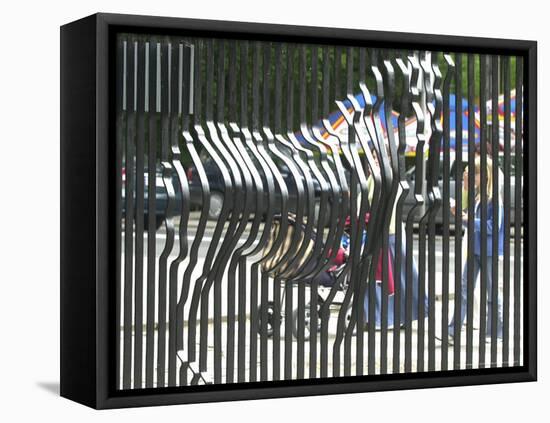 A Zebra on the Front Gate of the 75-Year-Old Zoo in Warsaw, Poland,June 24, 2003-Czarek Sokolowski-Framed Stretched Canvas