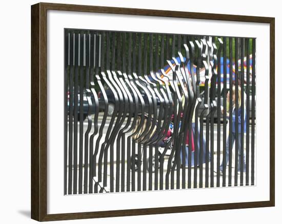 A Zebra on the Front Gate of the 75-Year-Old Zoo in Warsaw, Poland,June 24, 2003-Czarek Sokolowski-Framed Photographic Print