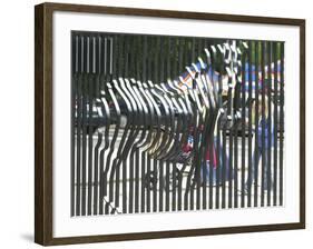 A Zebra on the Front Gate of the 75-Year-Old Zoo in Warsaw, Poland,June 24, 2003-Czarek Sokolowski-Framed Photographic Print