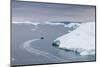 A Zodiac Amongst Huge Icebergs Calved from the Ilulissat Glacier, Ilulissat, Greenland-Michael Nolan-Mounted Photographic Print