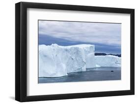 A Zodiac Amongst Huge Icebergs Calved from the Ilulissat Glacier, Ilulissat, Greenland-Michael Nolan-Framed Photographic Print