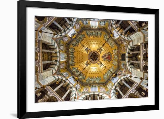 Aachen Cathedral Cupola and Barbarossa's Chandelier-G&M-Framed Photographic Print