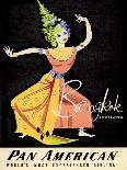 Japan - Pan American - Geisha Dancer in Kimono - Vintage Airline Travel Poster, 1950s-Aaron Amspoker-Mounted Art Print
