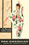 Japan - Pan American - Geisha Dancer in Kimono - Vintage Airline Travel Poster, 1950s-Aaron Amspoker-Framed Stretched Canvas